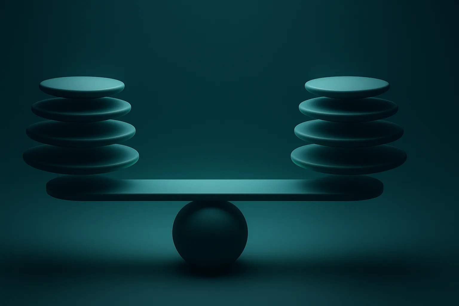 Two identical stacks in perfect balance