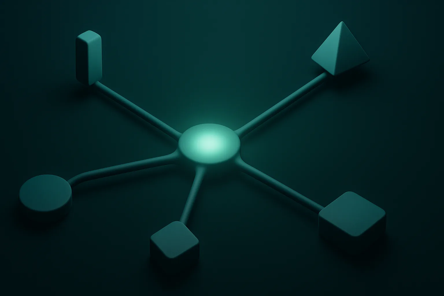 A central hub with connectors radiating to endpoints