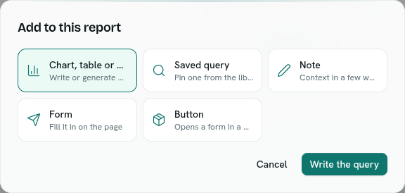 The Add to this report picker