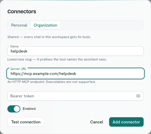The Connectors dialog