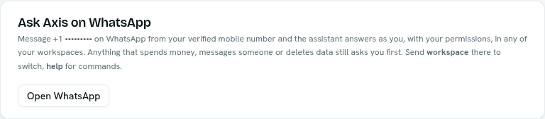 The Ask Axis on WhatsApp card