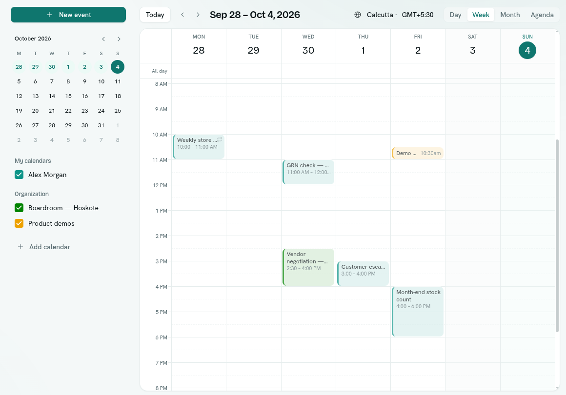 dark:/content/019f8371-84f5-7379-936b-d52714b21934/assets/2026/10/01a10796-docs-calendar-overview.dark.png The Calendar week view