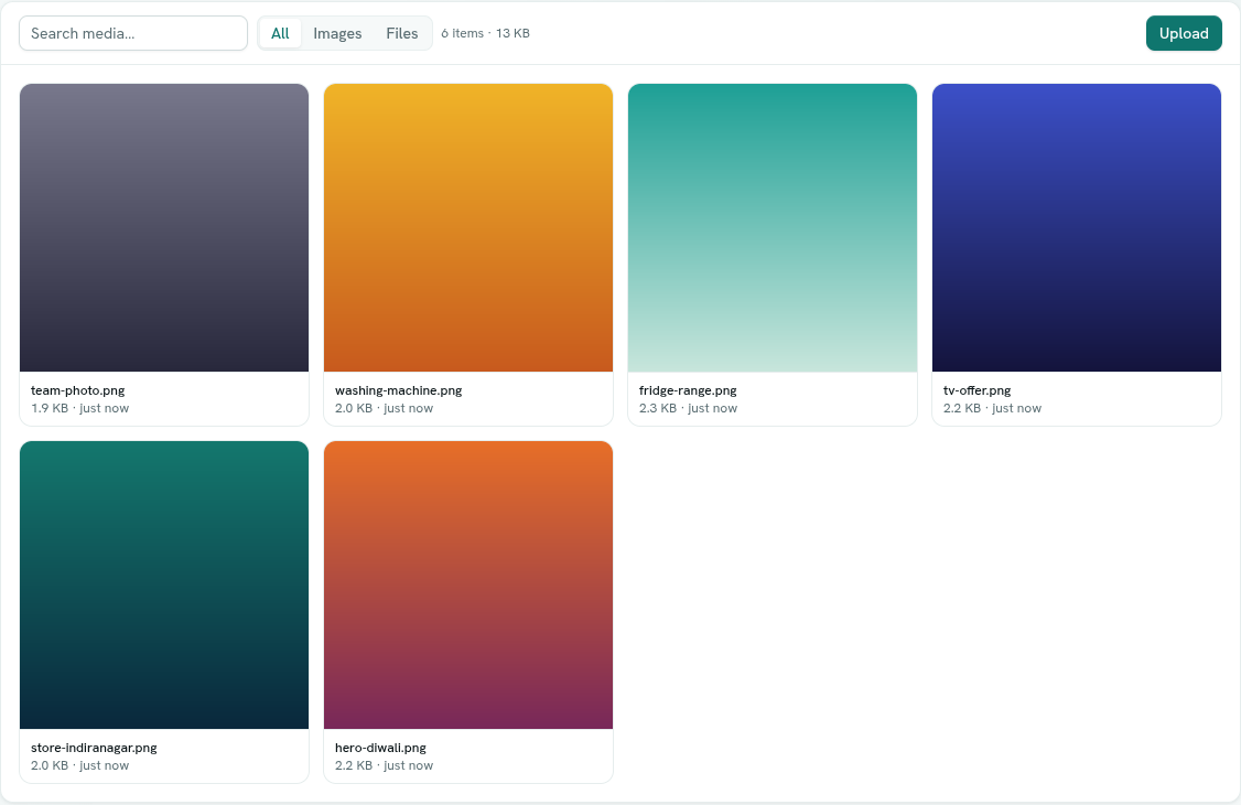 The media library with image tiles