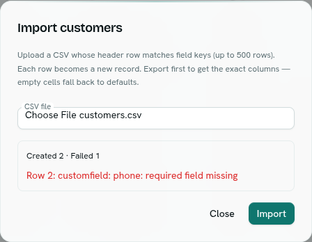The Import dialog