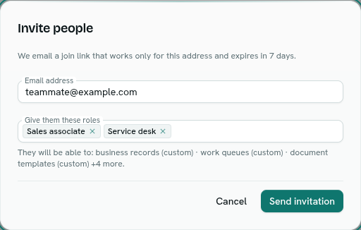 The Invite people dialog