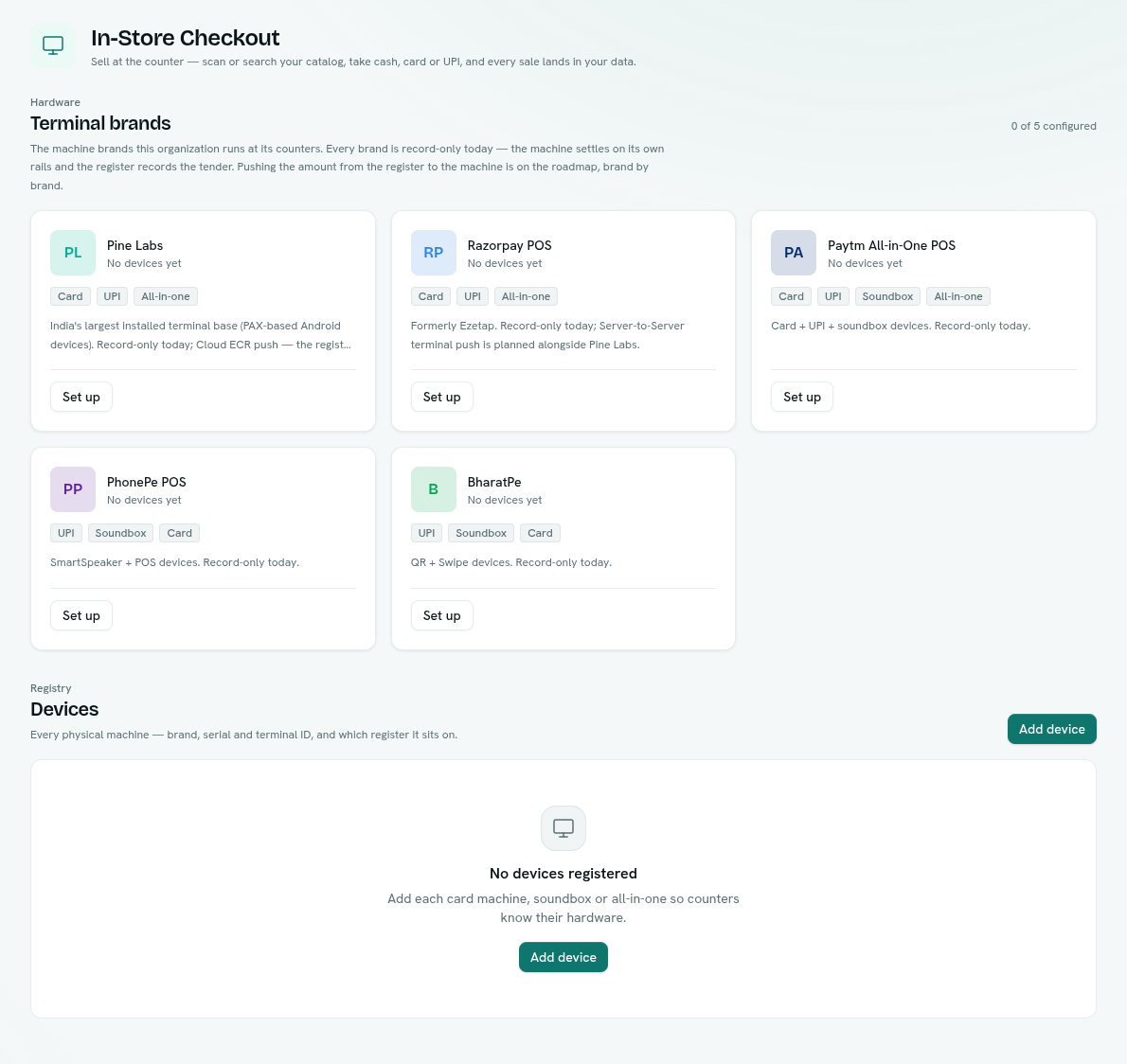 Terminal brand cards
