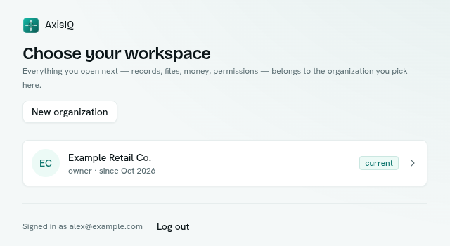 The workspace chooser