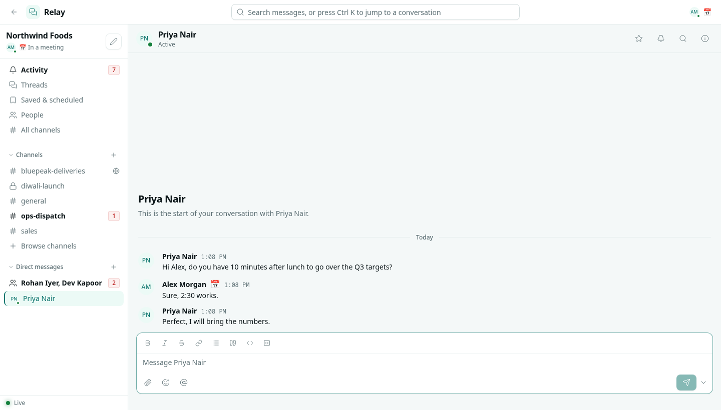 A direct message between two people