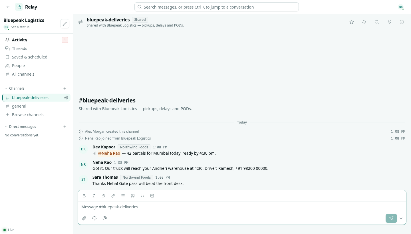 The shared channel seen from the invited organization