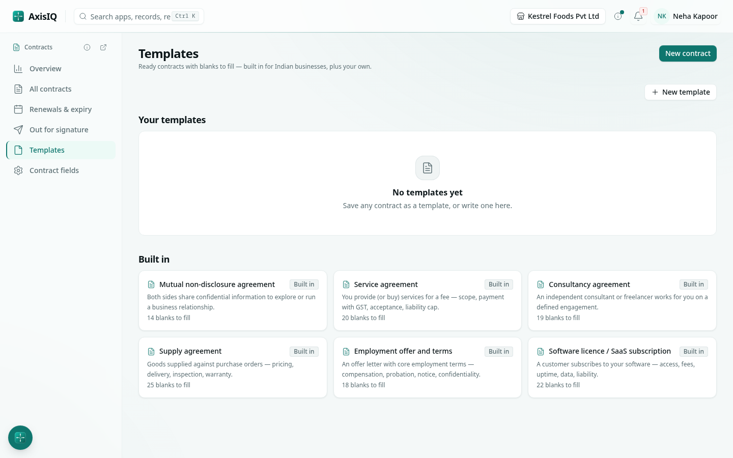 Built-in and workspace templates